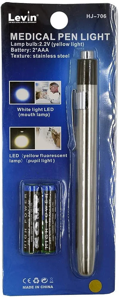 Gold Ligt Pen Torch for medical students dual battery