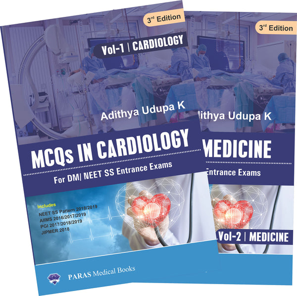 MCQs in Cardiology for DM/NEET SS Entrance Exams (2 volume set) plus Supplement Booklet 3rd/e by Adithya Udupa K
