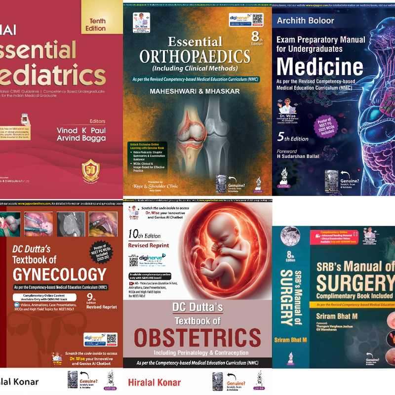 SRB MANUAL 8TH EDITION, GHAI 10TH EDITION, MAHESWARI ORTHOPEADICS 8TH ETION, DUTTA OBSTETRICS 10TH EDTION, DUTTA  GYNECOLOGY 10TH EDTION, GHAI PEDIATRICS 10TH EDITION