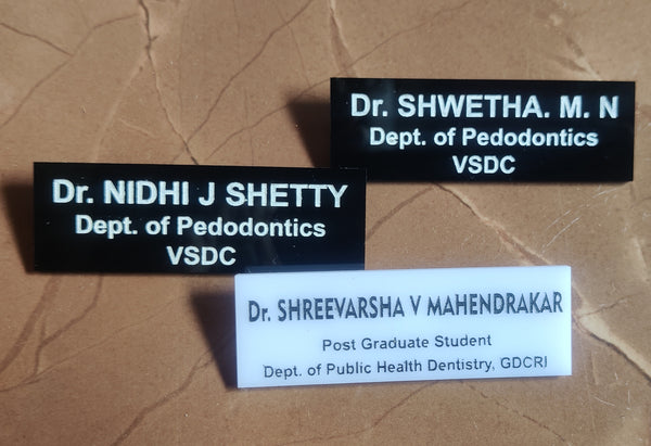 CUSTOM AND PERSONALISED ACRYLIC NAME BADGE FOR MEDICAL PROFESSIONAL (SIMPLE)(RED, NAVY BLUE, RED, GREEN, WHITE, GOLD, SILVER) WITH PIN PACK OF 100