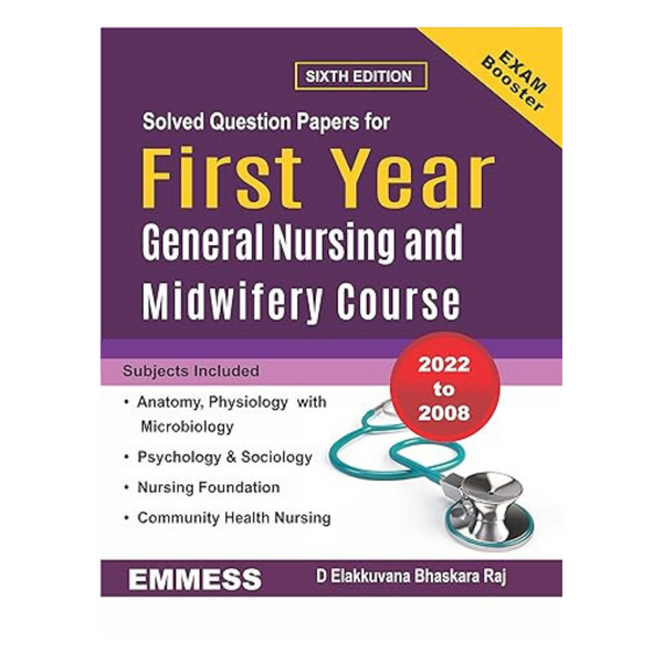 Solved Question Paper For 1st year GNM Course (2008-2022) by D. Elakkuvana Bhaskar Raj