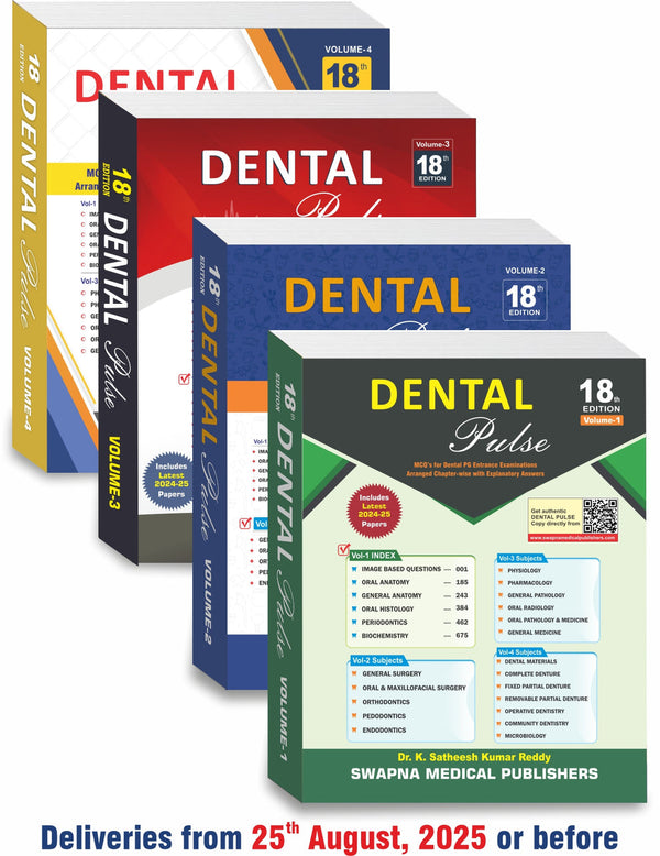 Dental Pulse 18th Edition 2026 By Satheesh Kumar Reddy Set of 4 Volume (Deliveries from 25th August, 2025 or before)