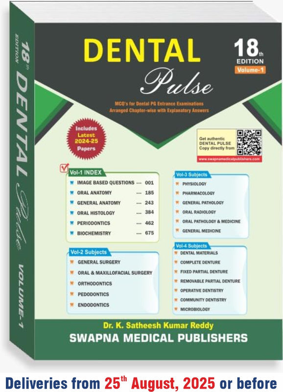 Dental Pulse 18th Edition 2026 By Satheesh Kumar Reddy Set of 4 Volume (Deliveries from 25th August, 2025 or before)