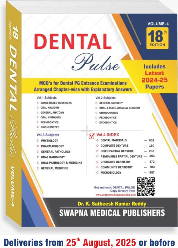 Dental Pulse 18th Edition 2026 By Satheesh Kumar Reddy Set of 4 Volume (Deliveries from 25th August, 2025 or before)