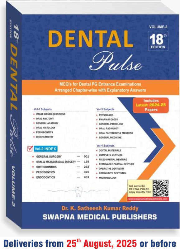 Dental Pulse 18th Edition 2026 By Satheesh Kumar Reddy Set of 4 Volume (Deliveries from 25th August, 2025 or before)