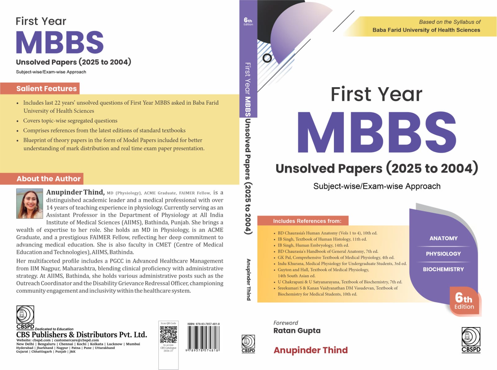 First Year MBBS Unsolved Papers (2025–2004) | BFUHS | 6th Edition – Your Complete Exam Prep Guide