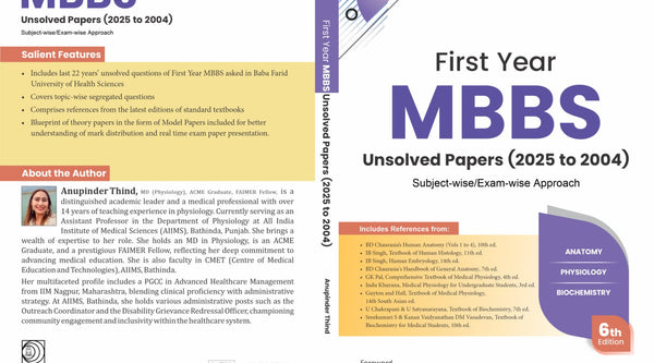 First Year MBBS Unsolved Papers (2025–2004) | BFUHS | 6th Edition – Your Complete Exam Prep Guide