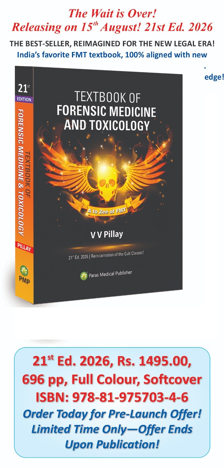 V V Pillay's Textbook of Forensic Medicine & Toxicology 21st Edition 2026 – The Cult Classic is Back!