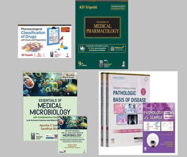 2nd Year MBBS Combo Textbooks Ideal for Brave soles (Robbins Pathology, KDT Pharmacology, Apurba Sastry Microbiology)