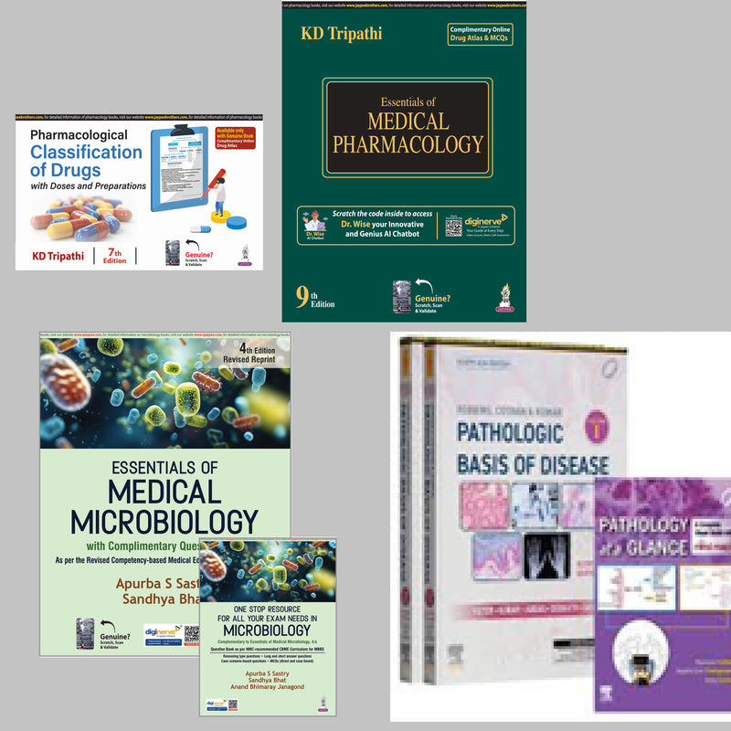 2nd Year MBBS Combo Textbooks Ideal for Brave soles (Robbins Pathology, KDT Pharmacology, Apurba Sastry Microbiology)