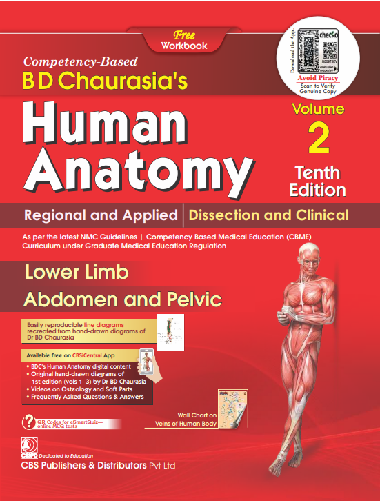 BD Chaurasia’s Human Anatomy, with free Workbooks 10th edition  2024 and BDC’s Human Anatomy e-books (Vol 2.) 9789354669675