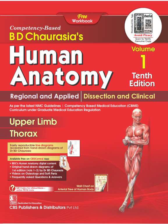 BD Chaurasia’s Human Anatomy, with free Workbooks 10th edition  2024 and BDC’s Human Anatomy e-books (Vol 1.)

9789354669798