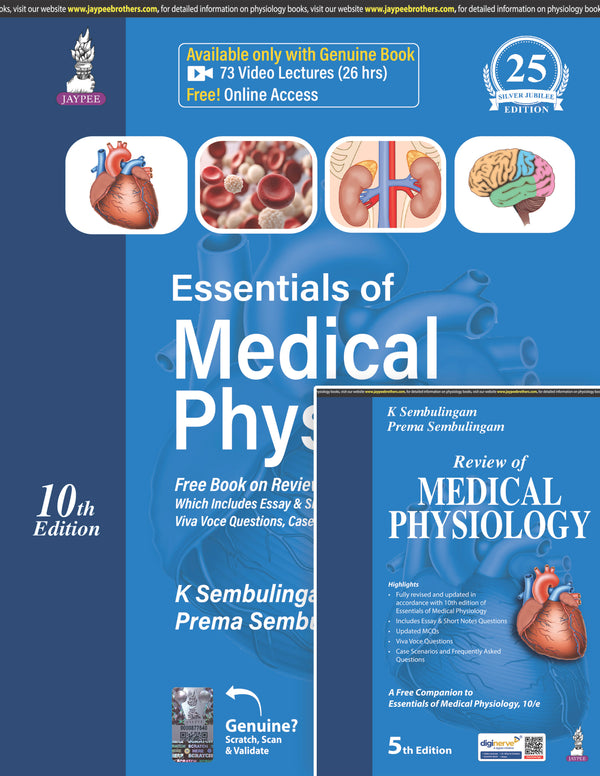 ESSENTIALS OF MEDICAL PHYSIOLOGY (FREE BOOK ON REVIEW OF MEDICAL PHYSIOLOGY), 10/E, BY, K SEMBULINGAM