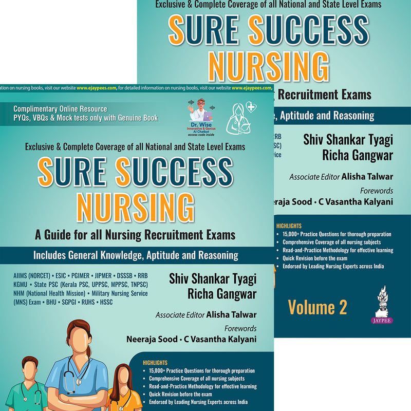 SURE SUCCESS NURSING-A GUIDE FOR ALL NURSING RECRUITMENT EXAMS (2VOLS), 1/E, SHIV SHANKAR TYAGI