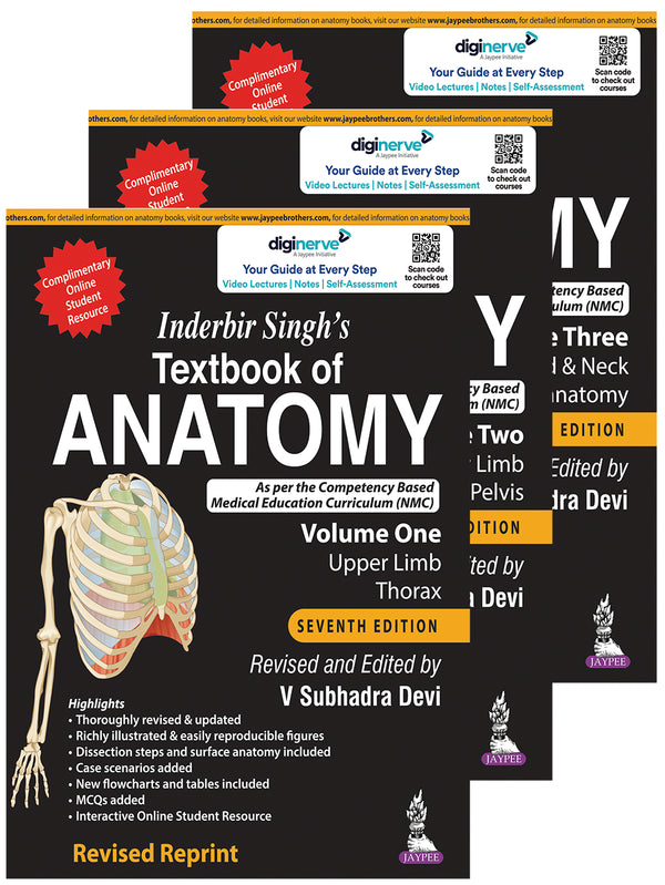 INDERBIR SINGH’S TEXTBOOK OF ANATOMY (3 VOLUMES), 7/E R.P., BY, V SUBHADRA DEVI