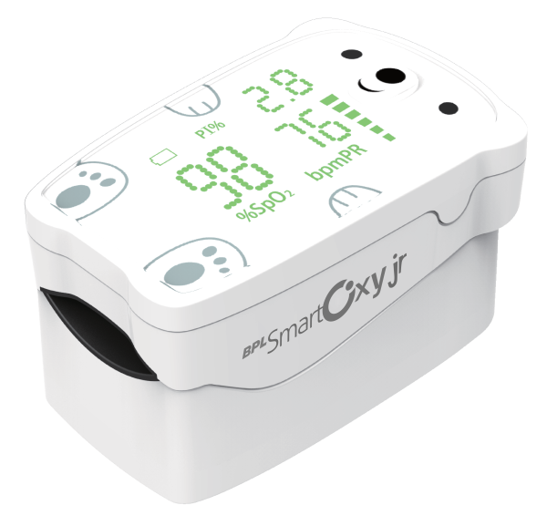 BPL Smart Oxy Junior Fingertip Pulse Oximeter for Children|High Accuracy|SPO2|Perfusion Index| Age Range - 3-12 Yrs - White