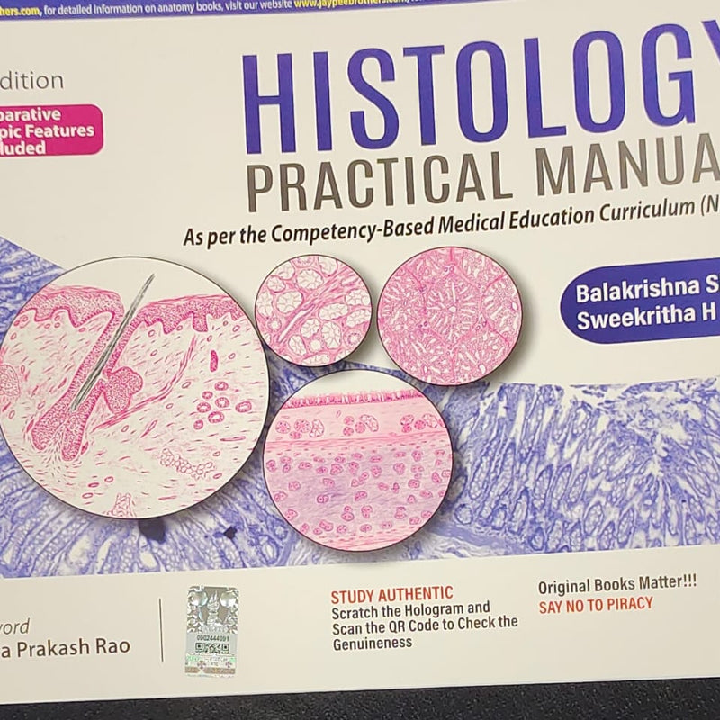 HISTOLOGY PRACTICAL MANUAL, 6/E,  by BALAKRISHNA SHETTY