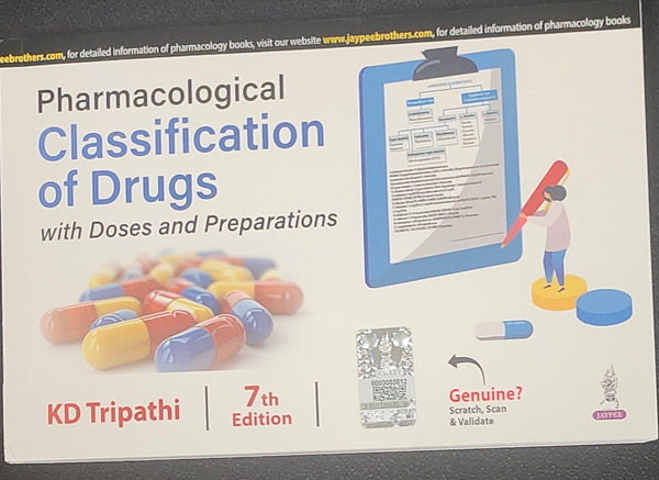 PHARMACOLOGICAL CLASSIFICATION OF DRUGS: WITH DOSES AND PREPARATIONS
,7/E,KD TRIPATHI,9789366165592