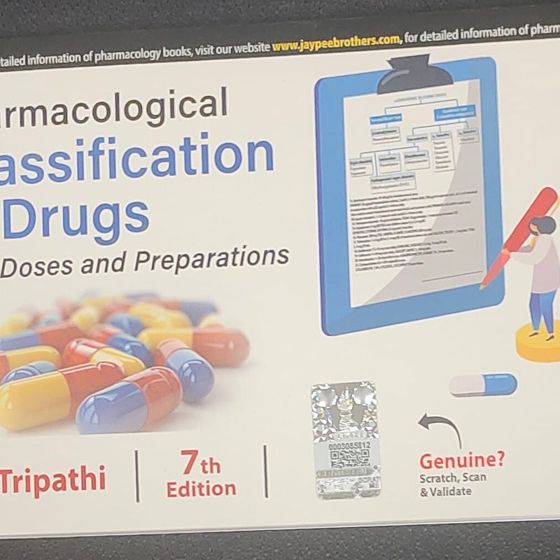 PHARMACOLOGICAL CLASSIFICATION OF DRUGS: WITH DOSES AND PREPARATIONS
,7/E,KD TRIPATHI,9789366165592