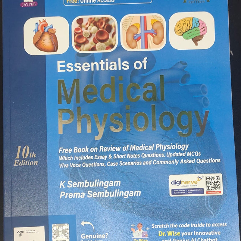 ESSENTIALS OF MEDICAL PHYSIOLOGY (FREE REVIEW OF MEDICAL PHYSIOLOGY), 10/E, by K SEMBULINGAM, 2025, 9789366165714