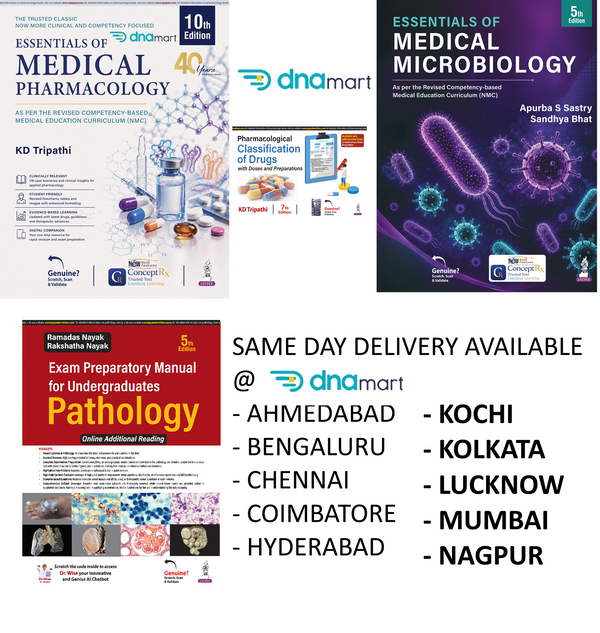 MBBS 2nd Year Combo – KD Tripathi Pharmacology 10/E + Drug Classification Handbook + Ramadas Nayak Pathology + Apurba Sastry Microbiology 5/E | Latest 2026–27 CBME Editions