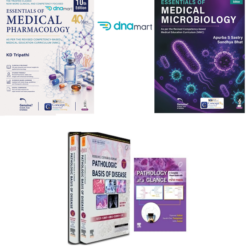 2nd Year MBBS Combo Textbooks – Robbins Pathology + KD Tripathi Pharmacology 10/E + Apurba Sastry Microbiology 5/E