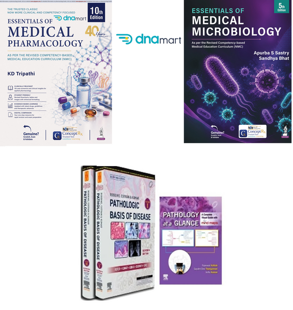 2nd Year MBBS Combo Textbooks – Robbins Pathology + KD Tripathi Pharmacology 10/E + Apurba Sastry Microbiology 5/E