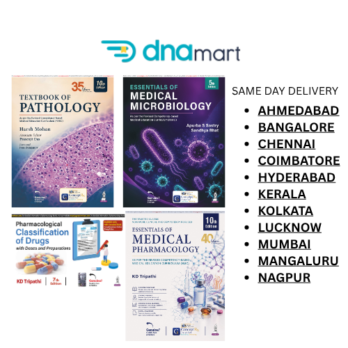 MBBS 2nd Year Combo (Oct 2027 Session) – KD Tripathi Pharmacology 10/E + Drug Classification Handbook + Harsh Mohan Pathology 10/E (2027) + Apurba Sastry Microbiology 5/E | Latest CBME Editions