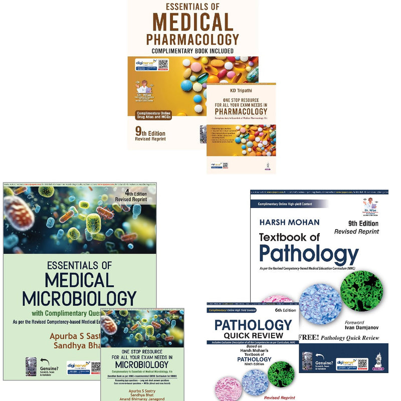 MBBS 2nd Year Standard Textbook Pack – KD Tripathi (Pharmacology) + Harsh Mohan (Pathology) + Apurba Sastry (Microbiology)