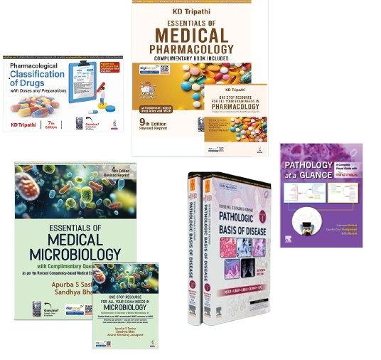 2nd Year MBBS Combo Textbooks Ideal for Brave soles (Robbins Pathology, KDT Pharmacology, Apurba Sastry Microbiology)