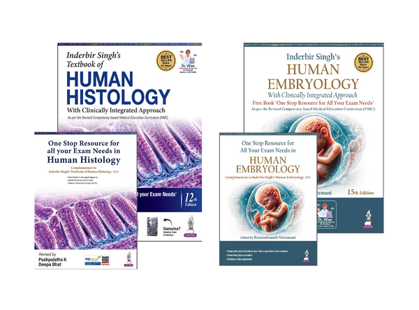 Inderbir Singh's Combo Pack — Human Embryology 15/e + Human Histology 12/e (With Clinically Integrated Approach) | Includes 2 FREE One Stop Resource Books