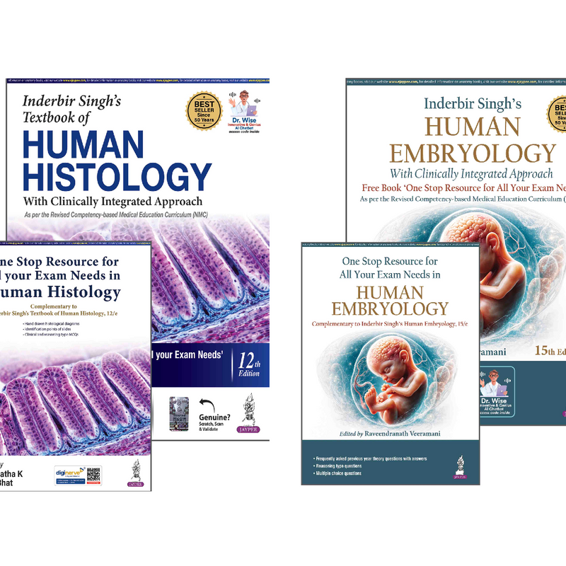 Inderbir Singh's Combo Pack — Human Embryology 15/e + Human Histology 12/e (With Clinically Integrated Approach) | Includes 2 FREE One Stop Resource Books
