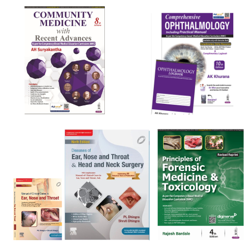 3rd Year MBBS Complete Bundle 2025 | Dhingra ENT 9e + Khurana Ophthalmology 10e + Suryakantha PSM 8e + Bardale Forensic 4e