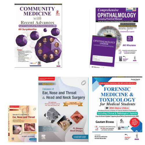 3rd Year MBBS Essential Textbooks Bundle 2025 | Dhingra ENT 9e + Khurana Ophthalmology 10e + Biswas Forensic 6e + Suryakantha PSM 8e