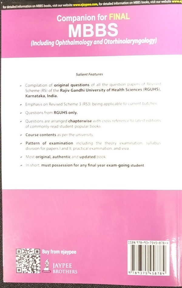 Companion for Final MBBS (17th Edition) by Singi Yatiraj | Including Ophthalmology and Otorhinolaryngology | RGUHS