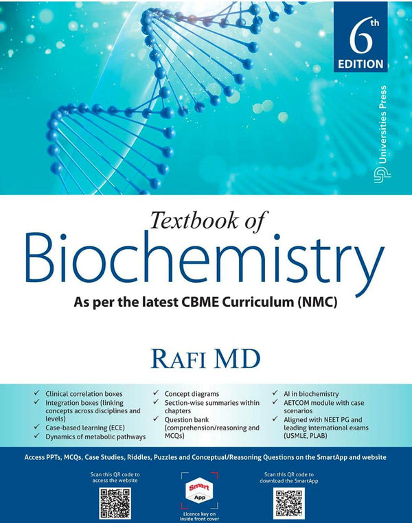 Textbook of Biochemistry 6th Edition by Rafi MD - Universities Press - CBME NMC Curriculum