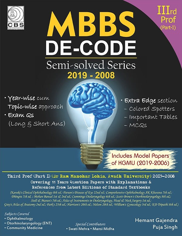 Mbbs De Code Semi Solved Series 2019-2008 3 Prof (Part 1) Avadh University (Pb 2020) , by Hemant Gajendra