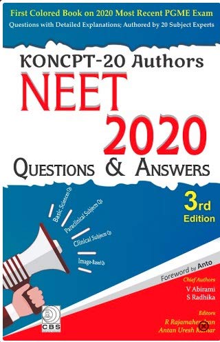 Koncpt 20 Authors Neet 2020 Questions And Answers 3Ed (Pb 2020), by V Abirami