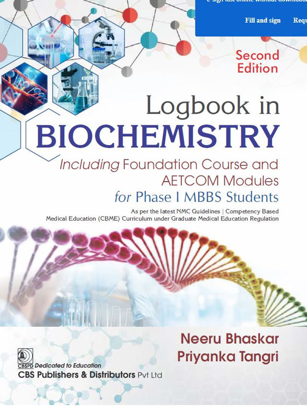 Logbook In Biochemistry Including Foundation Course And Aetcom Modules For Phase I Mbbs Students 2Ed (Pb 2025), by Neeru Bhaskar