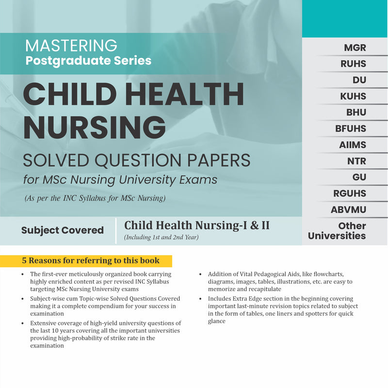 Mastering Postgraduate Series Child Health Nursing Solved Question Papers For Msc Nursing University Exams 1St & 2Nd Year (Pb 2024), by Sanjna Kumari