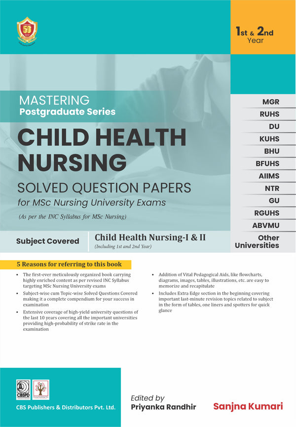 Mastering Postgraduate Series Child Health Nursing Solved Question Papers For Msc Nursing University Exams 1St & 2Nd Year (Pb 2024), by Sanjna Kumari