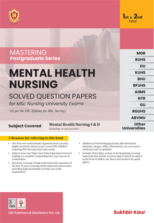 Mastering Postgraduate Series Mental Health Nursing Solved Question Papers For Msc Nursing University Exams (Pb 2025), by Sukhbir Kaur