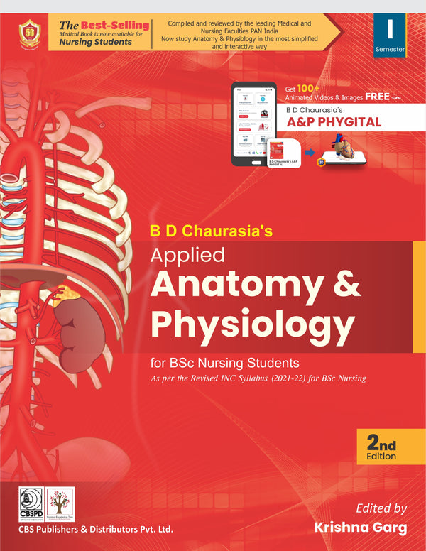 Bd Chaurasia Applied Anatomy And Physiology For Bsc Nursing Students As Per Revised Inc Syllabus 2021-22 (1 Semester) 2Ed (Pb 2026), by Krishna Garg