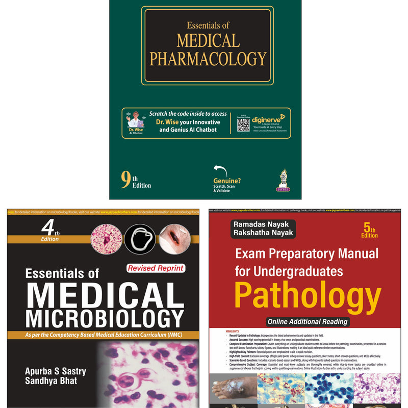 SecondProfMBBS, MBBS2ndYear, MedicalBookCombo, PathologyPharmacologyMicrobiology, NMCRecommendedBooks, CompetencyBasedMedicalEducation, MBBSExamPreparation, MedicalTextbooksIndia, UndergraduateMedicalBooks, MBBSStudyMaterial, PharmacologyBook, MicrobiologyBook, PathologyBook, KDTripathiPharmacology, ApurbaSastryMicrobiology, RamadasNayakPathology, MedicalEducation, MBBSTextbooks, ClinicalPathology, SystemicPathology

