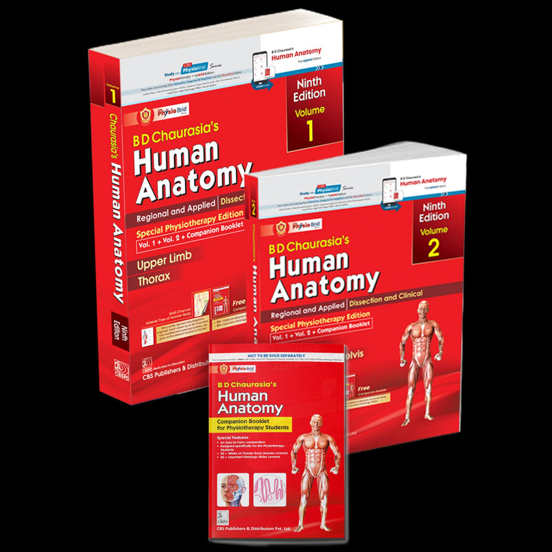 BD Chaurasia`s Human Anatomy 9/e (Vol 1 + Vol 2 + Companion Booklet ) Special Physiotherapy Edition