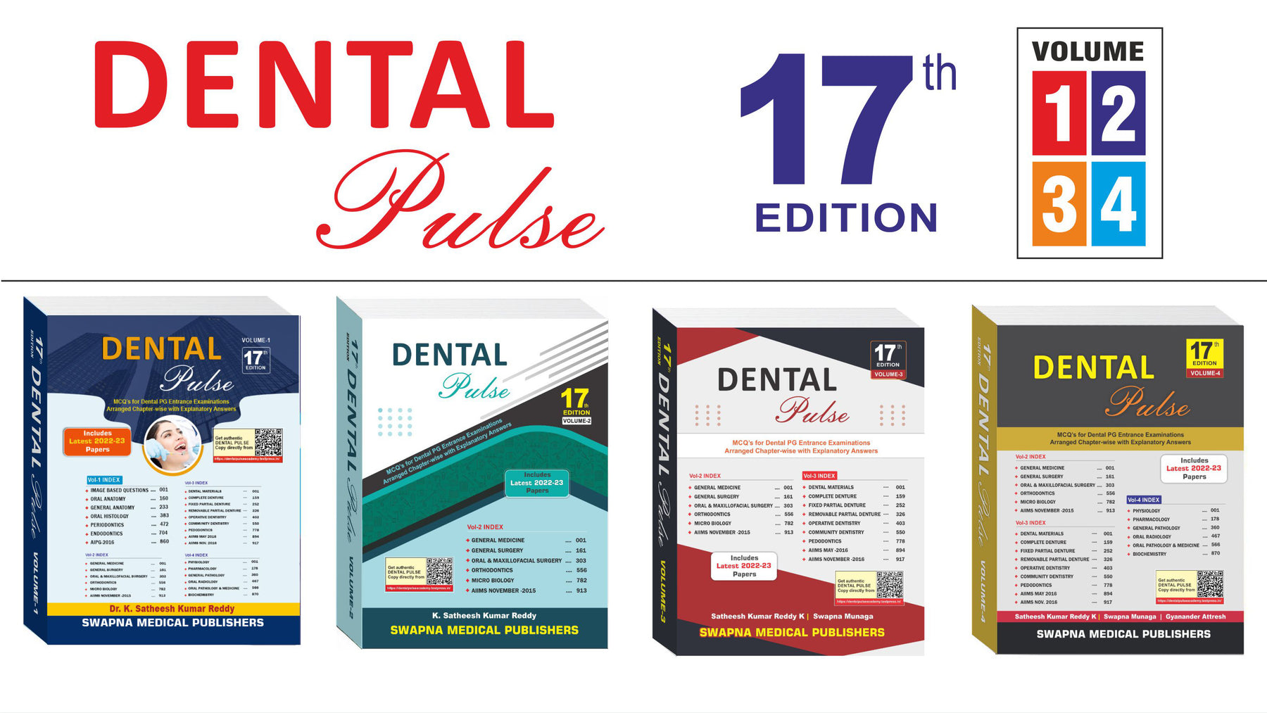 Dental Pulse 17th Edition 2024 By Satheesh Kumar Reddy Set of 4 Volume ( same day delivery available at BANGALORE, HYDERABAD, JAIPUR and MANGALORE)