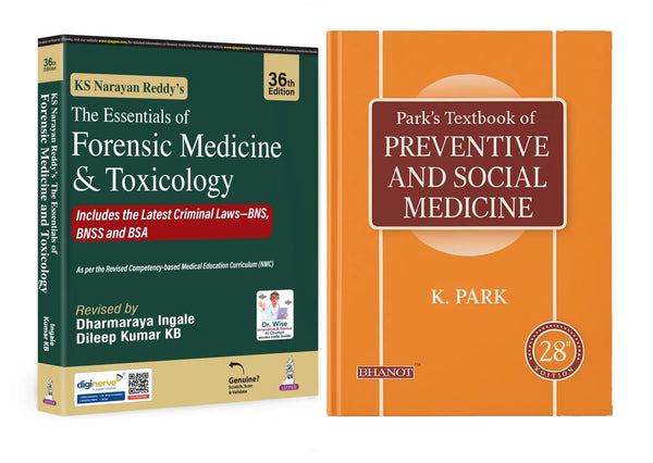 Combo Pack for 3rd Year MBBS books: Essentials of Forensic Medicine & Toxicology (36th Edition) + Park’s Textbook of Preventive and Social Medicine (28th Edition)