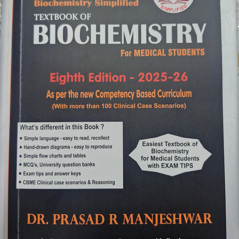 Textbook Of Biochemistry For Medical Students 8th/2025 BY Prasad R Manjeshwar