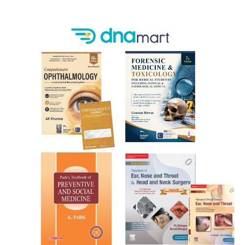 3rd Year MBBS Textbooks Combo 2026 – IV | Park PSM 28e + Dhingra ENT 9e + Khurana Ophthalmology 10e + Biswas Forensic 7e