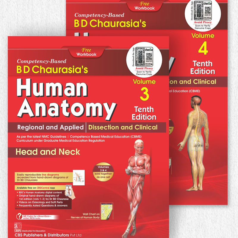 BD Chaurasia’s Human Anatomy, with free Workbooks 10th edition  2024 and BDC’s Human Anatomy e-books (Vol 3&4.)